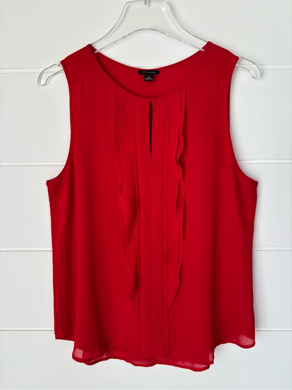 Ann Taylor Red Sleeveless Pleated-Front Camisole Top Women's Medium - Picture 9 of 9